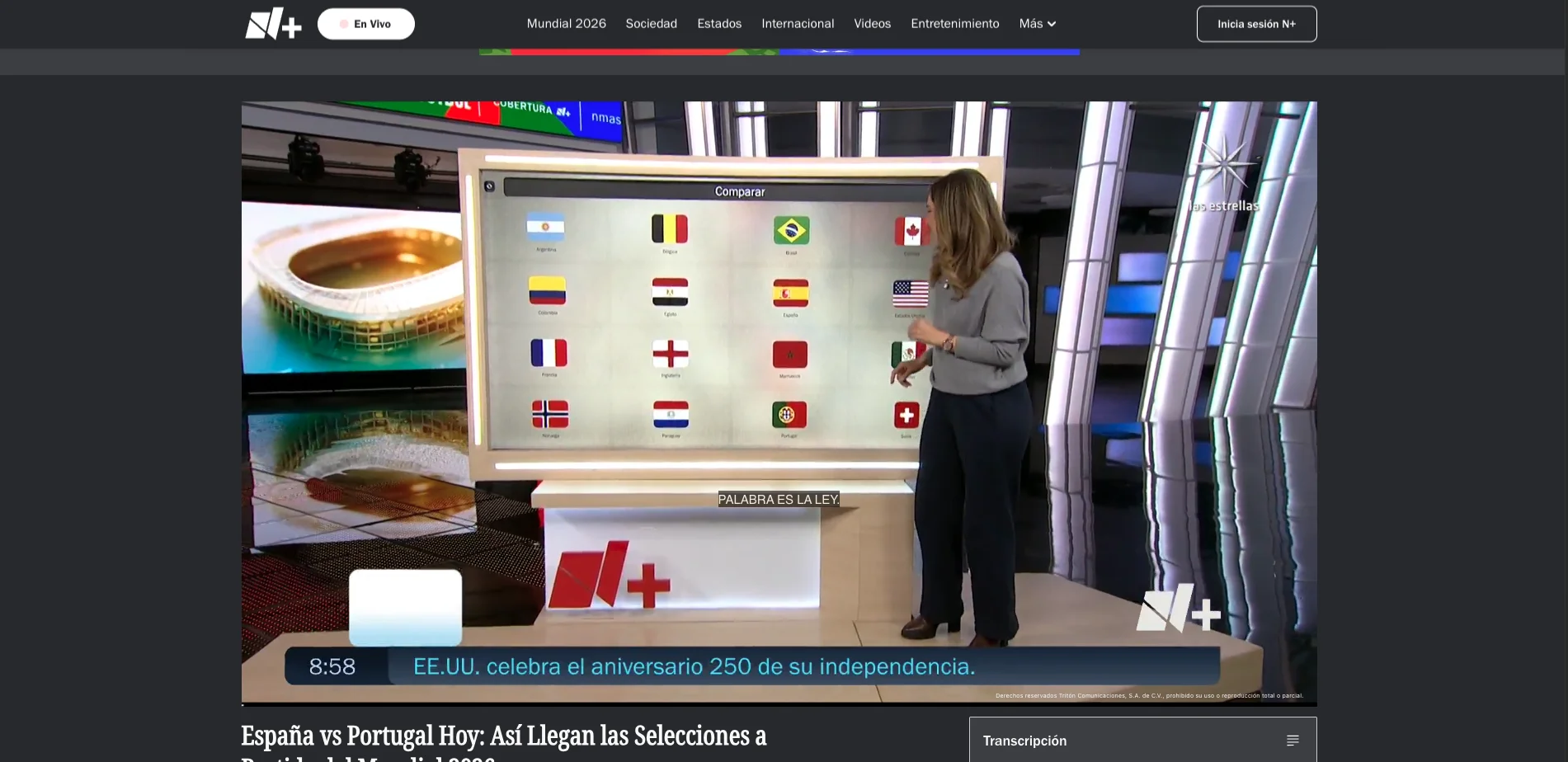 World cup 2026 - Compare Teams ( Televisa N+ )